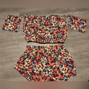 Floral Two-Piece Crop Top & Shorts Set - Multi Floral